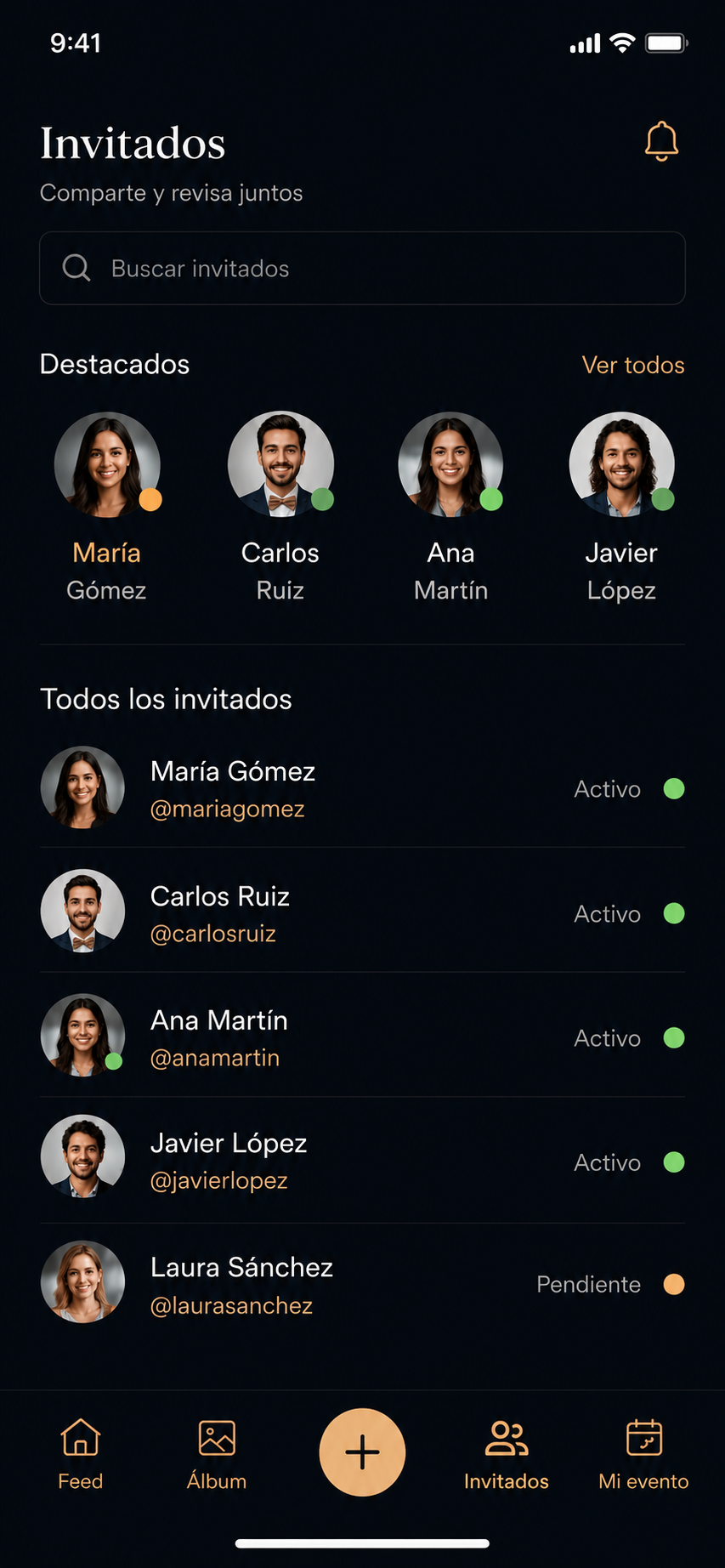 Pantalla de invitados de Celebriamm